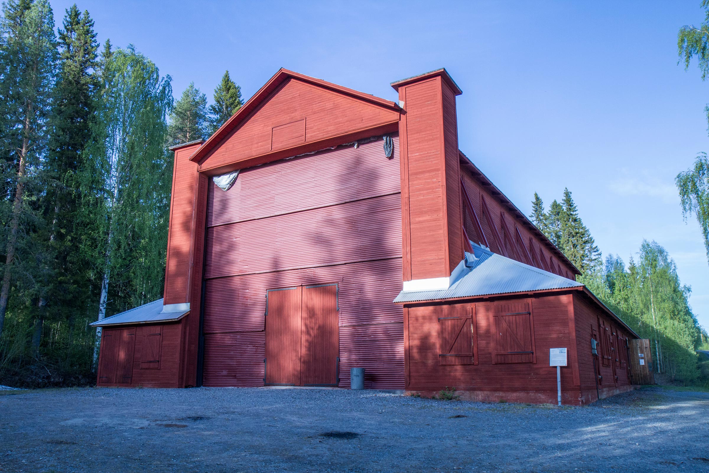 The heritage red buidling of the Balloon Hall, in Boden, northern Sweden. Pavement stone being substituted by a golden artwork in the city center of Kiruna in Sweden. Part of the Luleå Biennial curated by Bruno Alves de Almeida and Aude Christel.