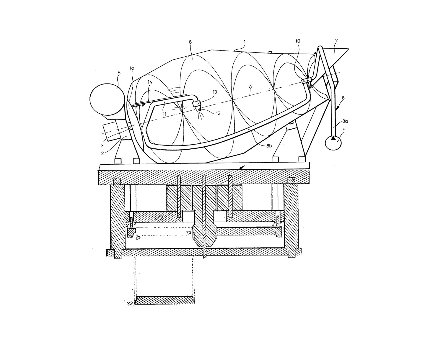 Diagrame with concrete-mixer and sugarcane mill