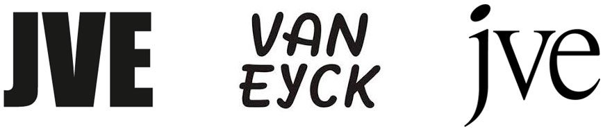Different logos of the Jan van Eyck Academie over the years