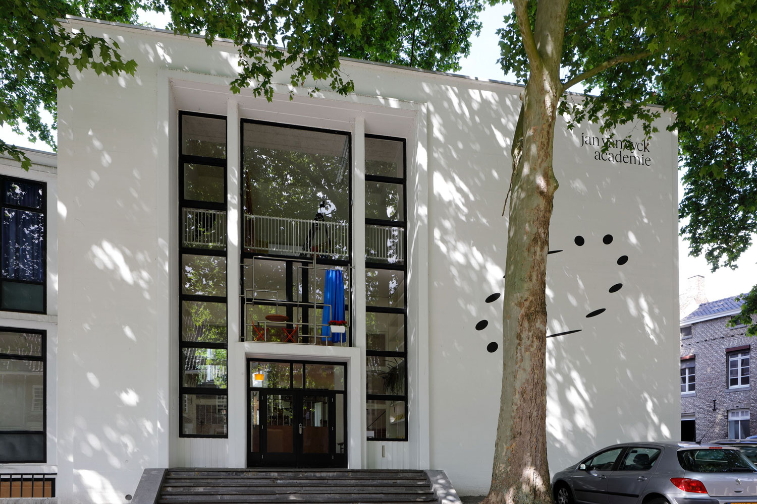 Jan van Eyck Academie's main entrance with site-specific installation by Yona Lee in Maastricht, Netherlands